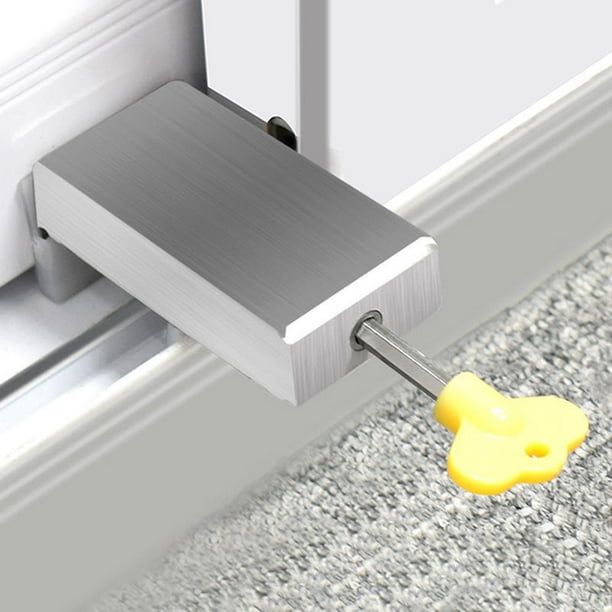 limitadora de para ventana corrediza con llave, limitador de puerta corrediza de aleación de aluminio de seguridad, , Sin agujero BLESIY Tapón de bloqueo de ventana