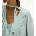 thumbnail image 6 of Women'S French Temperament Lace Ruffled V-Neck Top Spring and Summer Fashion Cardigan with Scarf Light Green L, 6 of 8