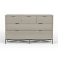thumbnail image 2 of Benjara Rexi 56 Inch 7 Drawer Dresser, Honeycomb Pattern, Mahogany Wood, Taupe Gray, 2 of 7