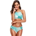 thumbnail image 4 of Dreamtimes Exotic Green Palm Leaves Swimsuits Padded Bikini Sets Sexy Swimwear for Women, Medium, 4 of 7