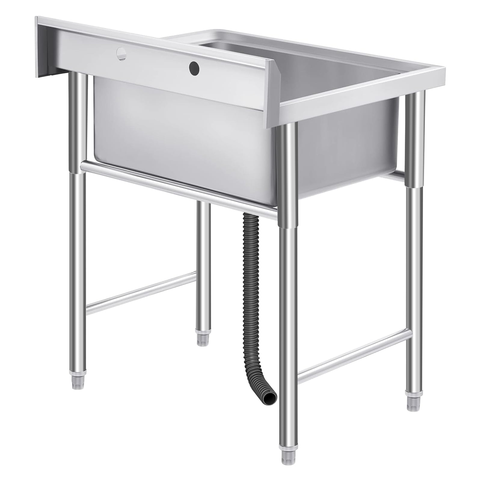 Yesurprise Gaomon Stainless Steel Sink Commercial Kitchen Prep & Utility Sink Free Standing Single Bowl