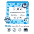 thumbnail image 2 of Pura Flushable Toddler Wipes Fragrance Free EWG Verified Plastic Free , 600ct (Choose Your Count), 2 of 8