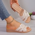 thumbnail image 6 of Summer Sandals For Women Wedge Heel Open Toe Slip-on Round Toe Slides Slippers Women's Trendy Casual Shoes for Beach Fashion 6.5, 6 of 8