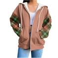 thumbnail image 2 of TARIENDY Hoodies for Women Zip Up Y2K Sweatshirt Jacket with Pockets Loose Drawstring Hoodie Fashion Plaid Long Sleeve Hooded Jackets Orange XL, 2 of 6