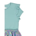 thumbnail image 2 of Wonder Nation Girls' Mixed Media Dress with Short Ruffle Sleeves, Sizes 4-18 & Plus, 2 of 3