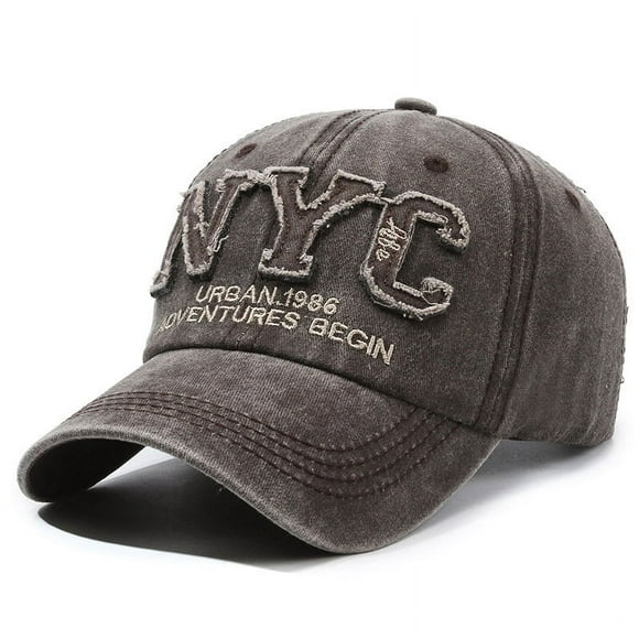Spring/summer washed denim NYC Taped embroidered baseball cap Retro soft cap for men and women coffee
