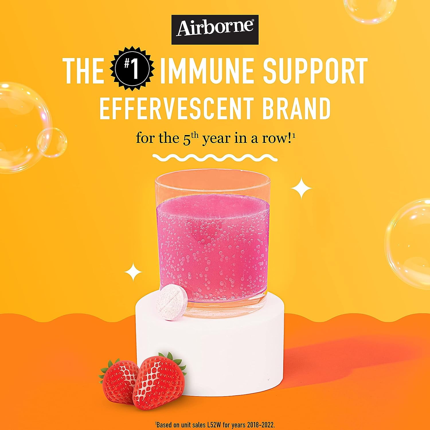 Airborne 1000mg Vitamin C with Zinc, SUGAR FREE Effervescent Tablets, Immune Support Supplement with Powerful Antioxidants Vitamins A C & E - 30 Fizzy Drink Tablets, Very Berry Flavor