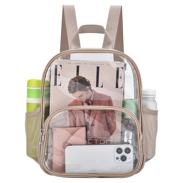 Mochila transparente Busiuw para eventos en estadios, 30 x 30 x 15 cm, color caqui