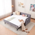 thumbnail image 5 of Twin Upholstered Daybed Frame with Trundle & Armrest, Twin Size Sofa Bed for Bedroom Living Room Guest Room, Wood Slat Support, Grey, 5 of 9