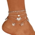 thumbnail image 2 of YYKihy New Holiday Beach Butterfly Multi Layer Anklet Creative Round Bead Peach Heart Chain Anklet Set 4, 2 of 7