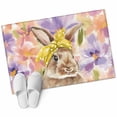 thumbnail image 2 of Easter Bunny 2'x3' Washable Rug, Spring Purple Flowers Scarf Rabbit Pastoral Non-Slip Soft Doormat Area Rugs for Entrance Bathroom Bedsides, Carpet for Kitchen Bedroom, Entryway Floor Mat, 2 of 9