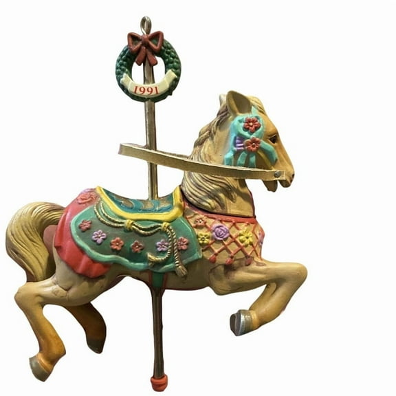 1991 Christmas Go-Round (2nd in a Collectible Series) (Carousel Horse) Carlton Cards Ornament 114830-3