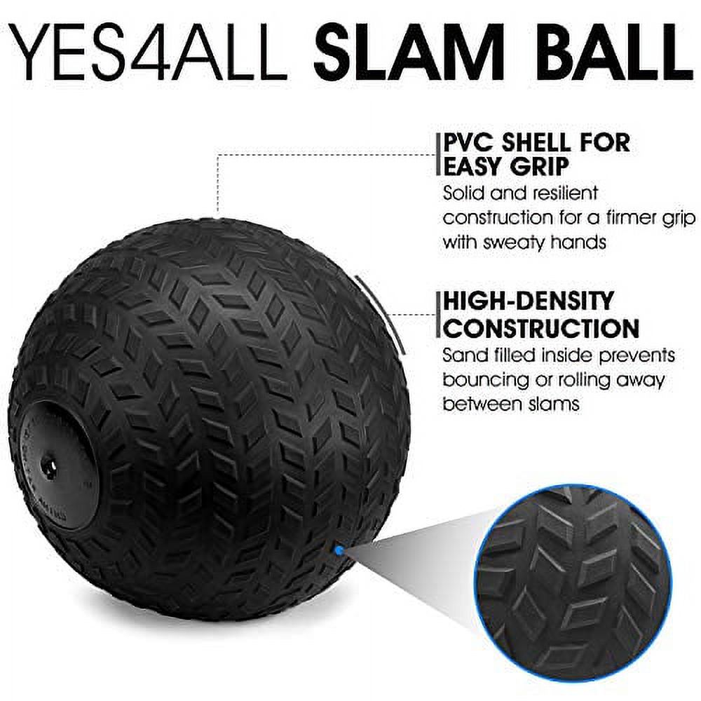 Yes4All 10lbs Slam Medicine Ball Tread Black - image 3 of 6
