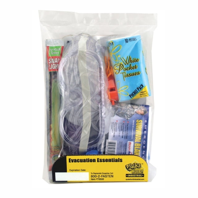 Kit de elementos esenciales para evacuación Quakehold! 70500