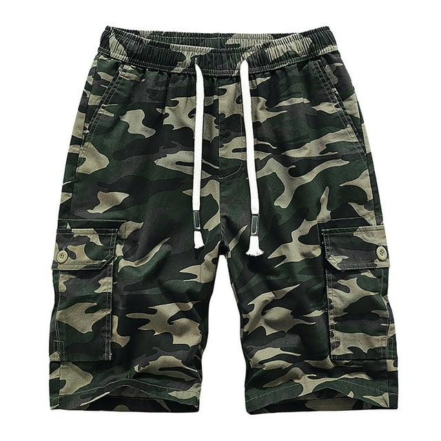 DPTALR Men's Casual Pure Color Outdoors Pocket Beach Work Trouser Cargo Shorts Pant
