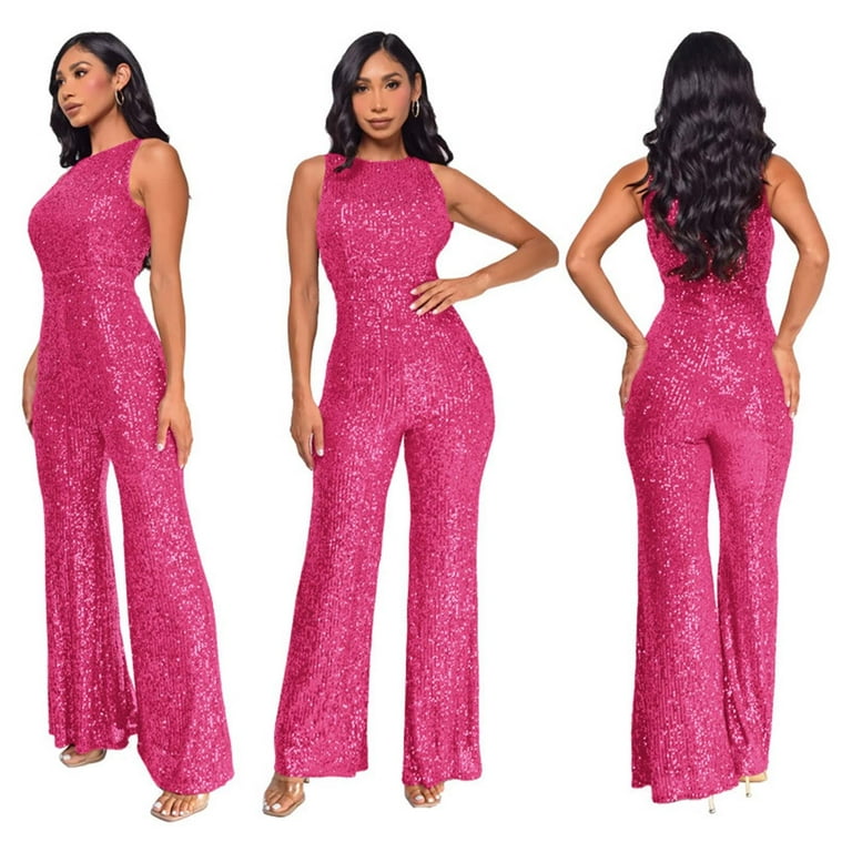 Fsqjgq Jumpsuits for Women Hot Pink Rompers Elegant Fsqjgq Jumpsuits for Women Hot Pink Rompers Elegant