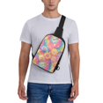 thumbnail image 6 of Chest Bag Dual Pocket 11.8×7.7×2.4in Waterproof Double-Pocket Large Capacity With No Inner Pouch Pockets And Double Drawstrings Darkmagenta Tie-Dye Background Rainbow Colors (2), 6 of 8