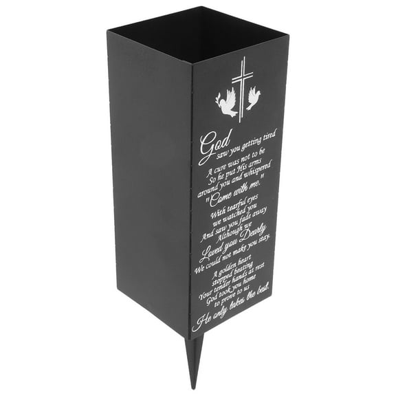 Supvox Black Metal Flower Holder with Ground Spike for Cemetery Graves Memorial Vase