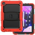 thumbnail image 6 of Rugged Case For Lenovo Tab M10 Gen 3 – 3-Layer Protection Shockproof Stand Cover with Screen Protector, Adjustable Stand & Shoulder Strap -- Red, 6 of 9