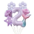 thumbnail image 1 of Set de globos con diseño de sirena, número 2, con cola de sirena, 7 unidades, 1 of 1