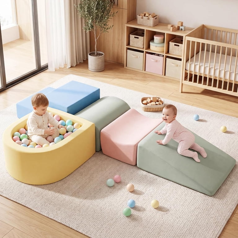 Infans 5-Piece Foam Climbing Blocks and Ball Pit Set photo 3