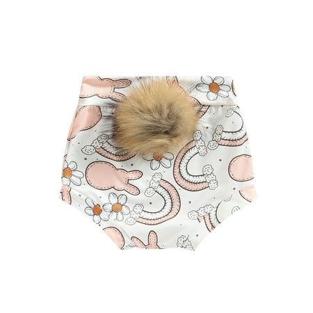 

Easter Baby Boys Girls Shorts Infant Summer Cartoon Rabbit/Plaid Elastic Waist Short Pants with Plush Tail