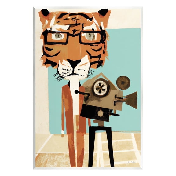 Stupell Modern Tiger Filming Camera Animals & Insects Painting Wall Plaque Unframed Art Print Wall Art