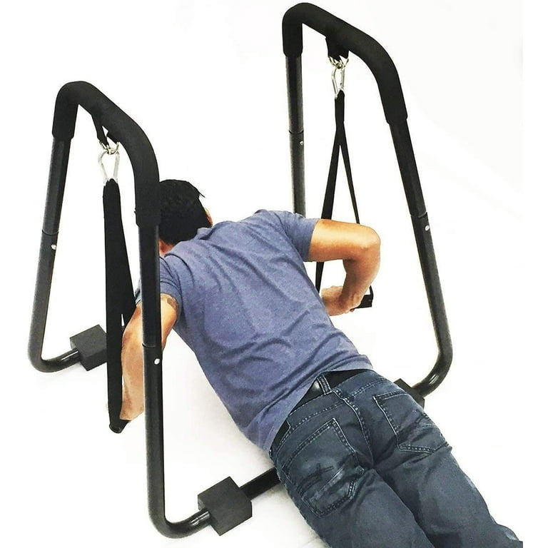 Iron Bar Dip Stand Dip Station Fitness Dip Bars with Straps Body Press Dip Bar Push Up Stand for Full Body Strength Training Workout Heavy Duty