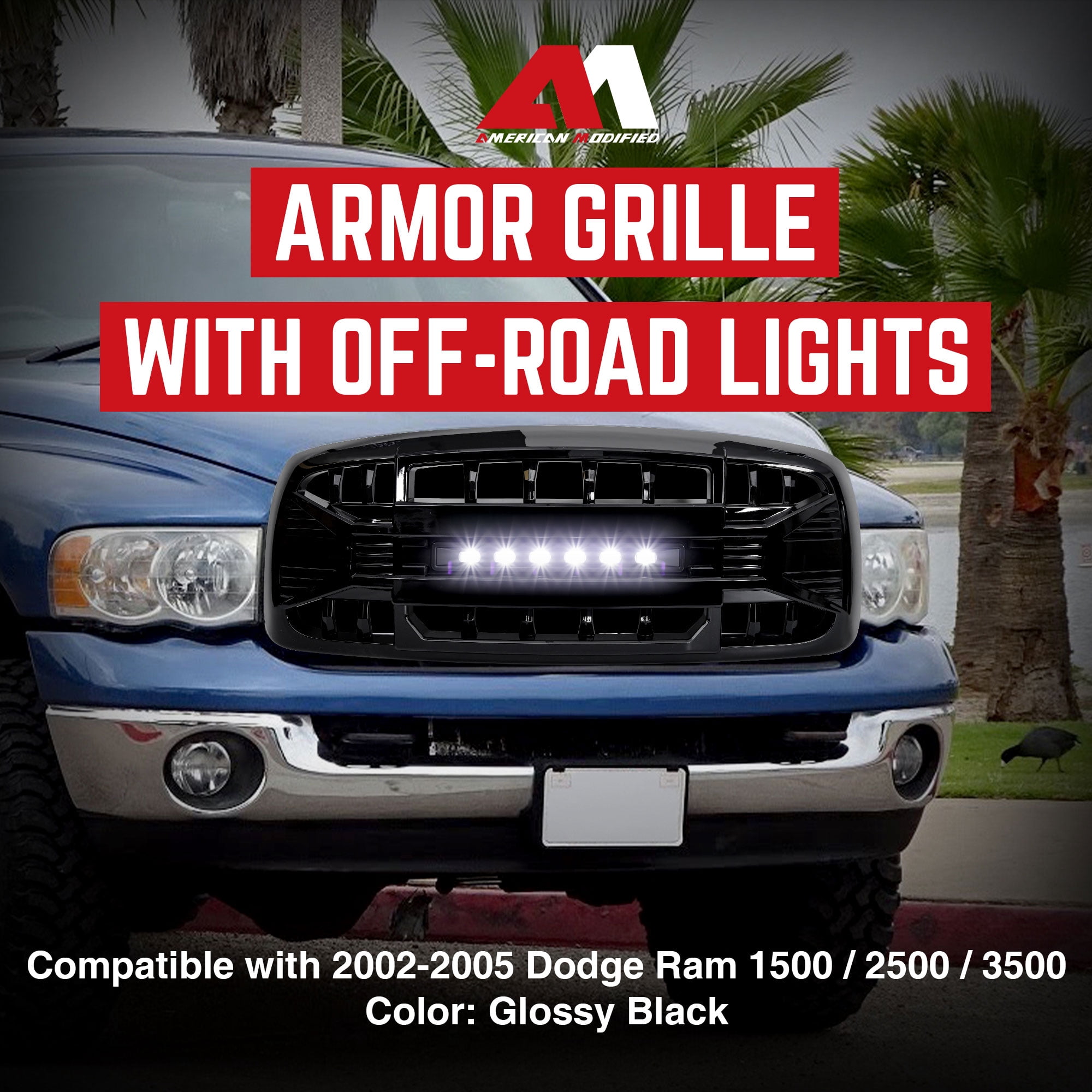 AMERICAN MODIFIED Armor Grille for 2002-2005 Dodge Ram 1500/2500/3500