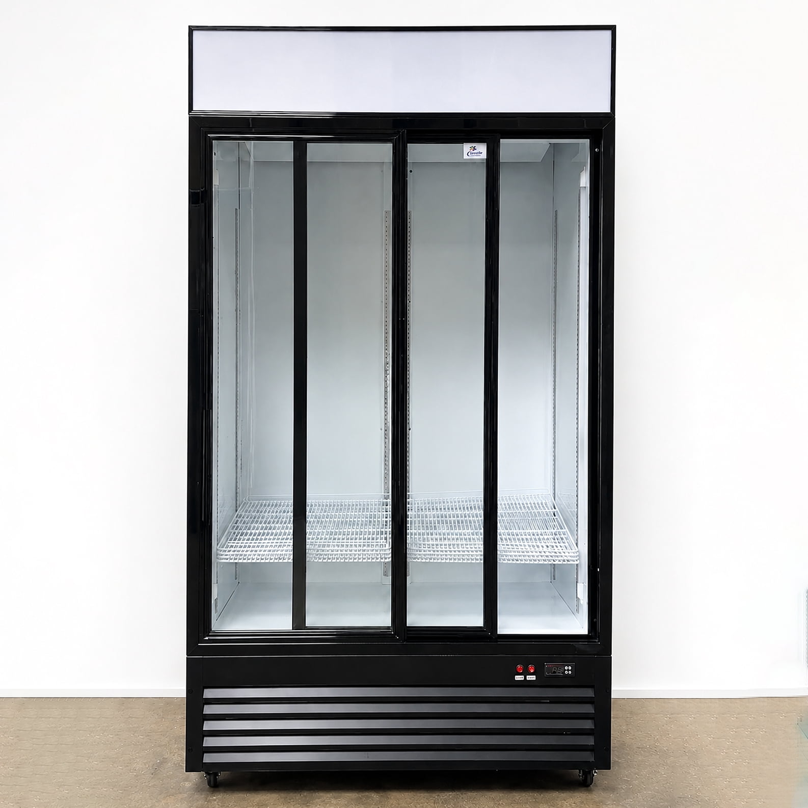 NSF 44 in. Commercial Sliding Glass Door Refrigerator Cooler, 35 Cu. Ft. Double Sliding Door Merchandiser