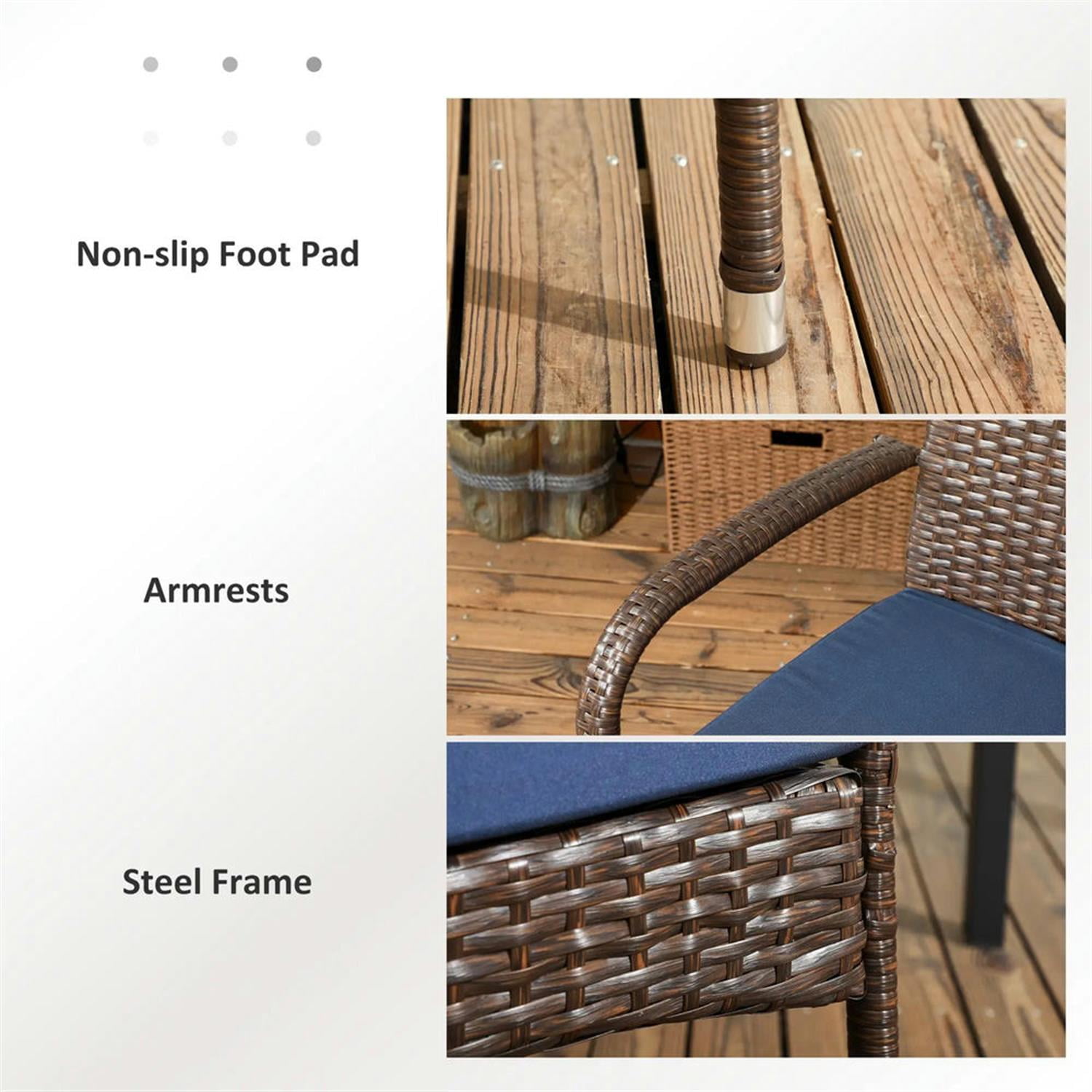 Demi Bonn Outdoor Dining Chairs Set of 2 with Armrests & Backrest, Stackable PE Rattan Patio Dining Room Chairs with Cushion for Garden, Backyard, Lawn, Brown