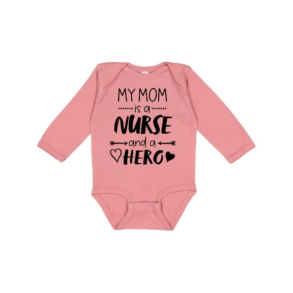 Inktastic My Mom is a Nurse and a Hero Boys or Girls Long Sleeve Baby Bodysuit
