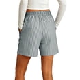 thumbnail image 2 of Women's Striped Shorts with Pocket Drawstring Shorts Elastic Waist Casual Linen Cotton Loose Fit Summer Shorts Daily & Vacation Wear Athletic Workout Shorts, 2 of 9