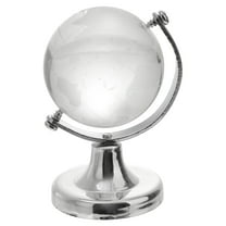 ROSENICE Crystal Globe Decoration with Stand for Education Use Silver Transparent World Map Ornaments 5 Inch