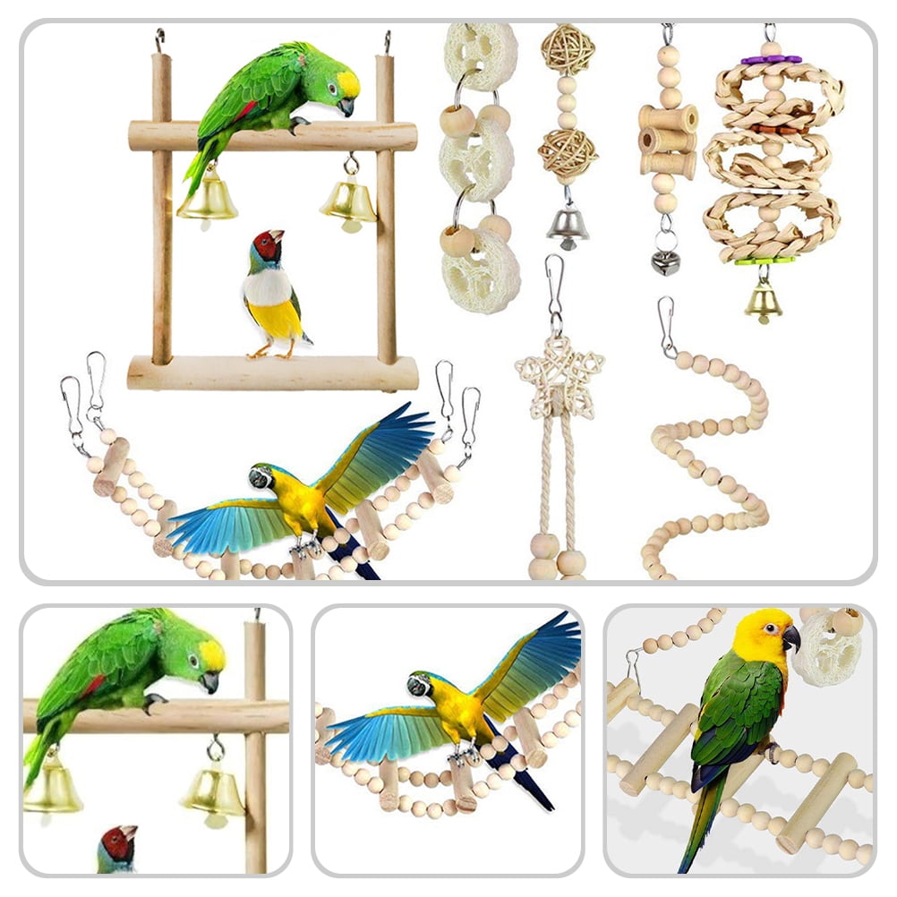 Frcolor 1 Set of Bird Cage Swing Parakeets Chewing Toy Bird Wood Toy