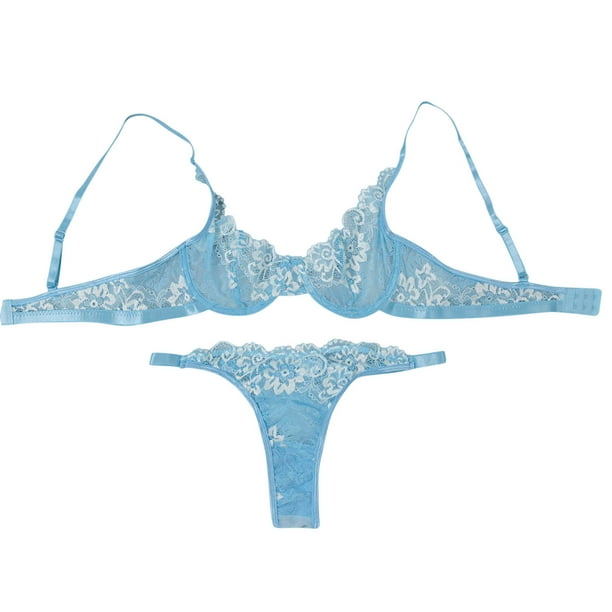 2DXuixsh Bra Set Gents Underpants Fashion Lace Lingerie Underwear Sleepwear Steel Ring Pajamas Garter Underwear Women Underwear Women Push Up Bras for Women Lace Sky Blue L Walmart Business Supplies