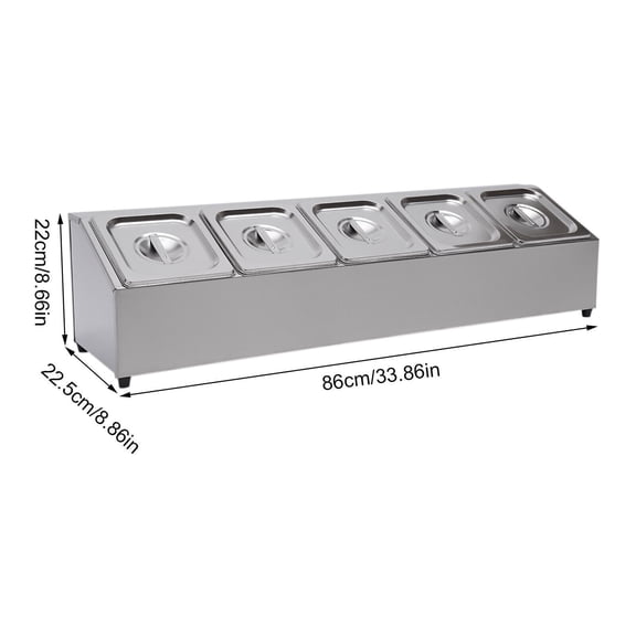 Spice Rack Shelf, One Row, Stainless Steel Organizer Stand with 5 Pans & 5 Lids