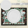 thumbnail image 3 of Ambesonne Zombie Place Mats Set of 4, Retro Skulls Ghost, Standard Size, Jade Green Salmon Black, 3 of 6