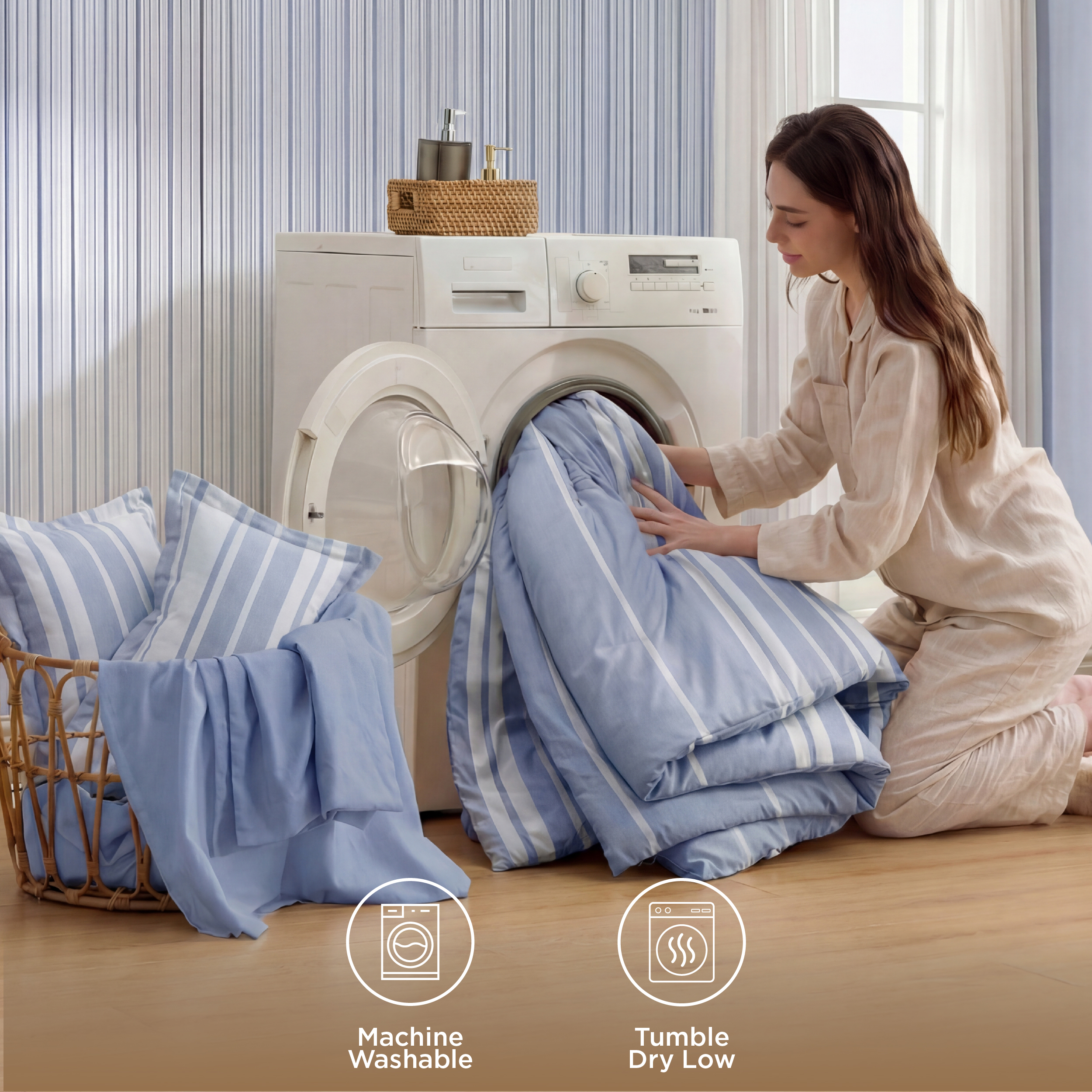 U by Bedsure Queen Comforter Set, 7-Piece, Blue Reversible photo 7