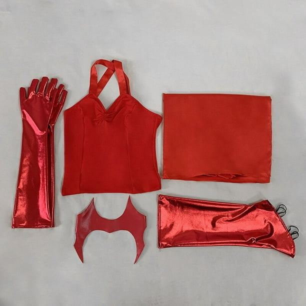 Marvel superhéroe Sexy bruja escarlata Wanda Maximoff Cosplay disfraz vengadores Halloween carnaval fiesta vestido con accesorios conjunto de disfraces1L&Wanda Django Maximof Deng Xun unisex