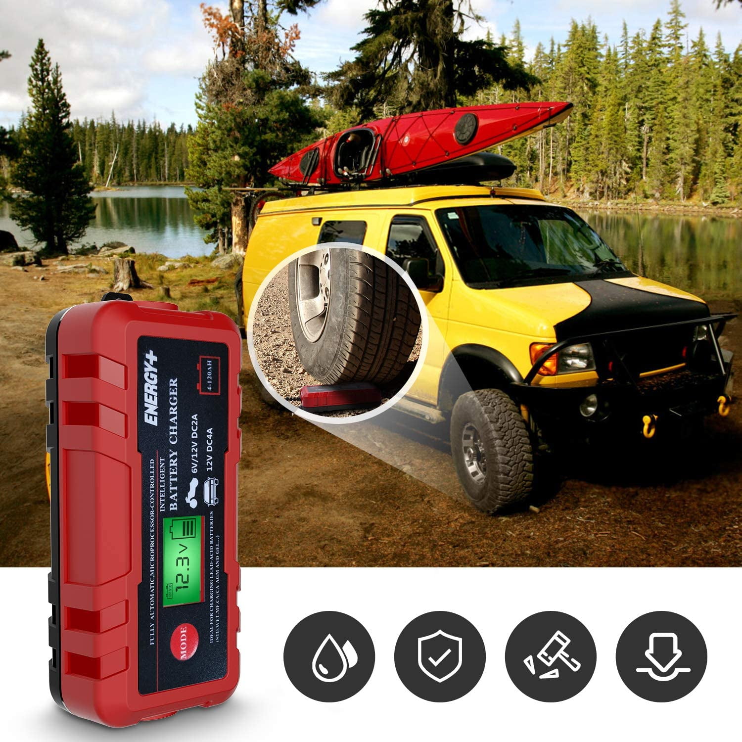 ATV Motorcycle SUV Boat RV Wet Dry Lead Acid Battery-Chargers with Digital LCD Display for Car 12V 6A Smart Battery Charger//Maintainer Kecheer Battery Charger Full Automotive Lawn Mower
