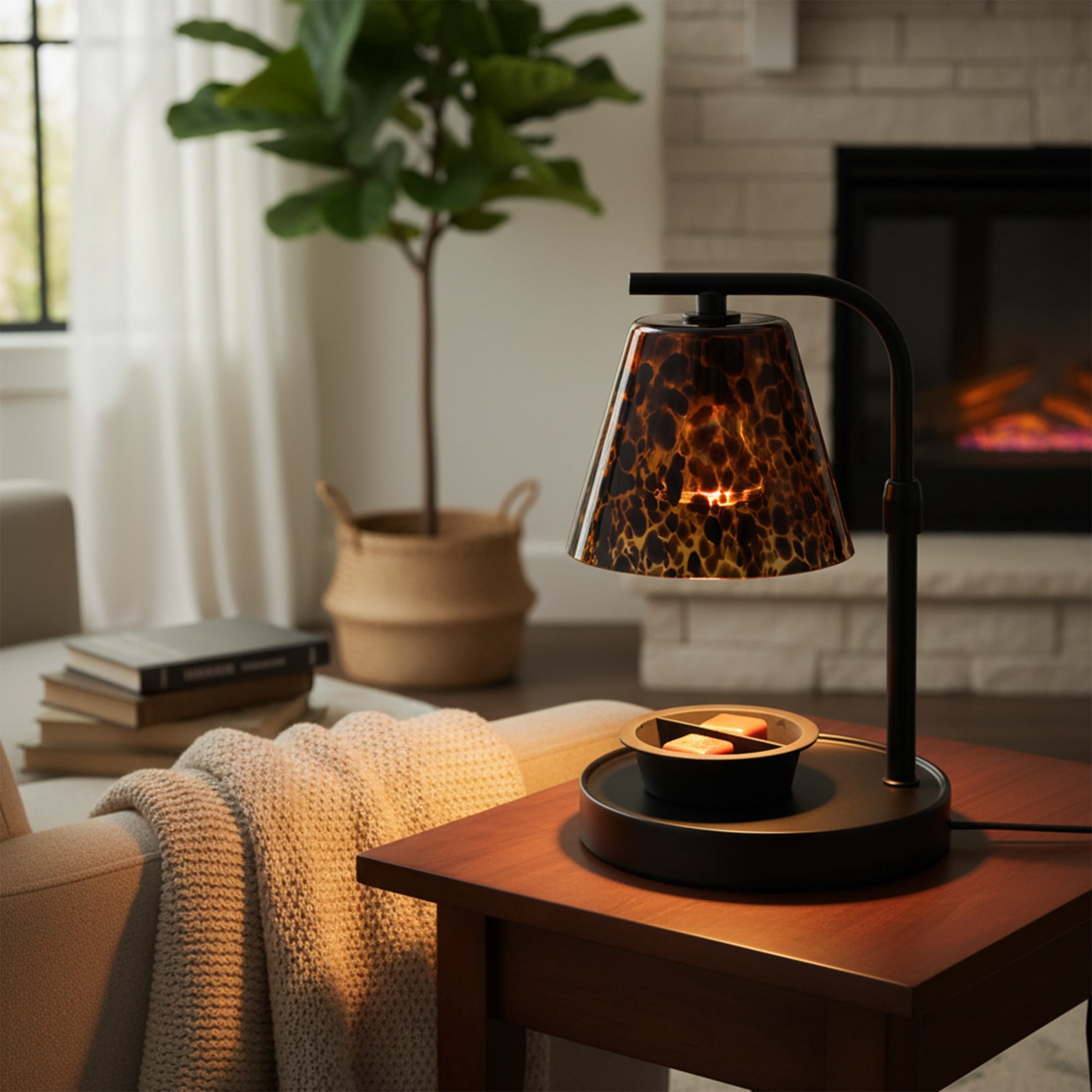 Better Homes & Gardens Candle Warmer Lamp, Wax Candle Warmer for Home Fragrance, Dark Tortoise