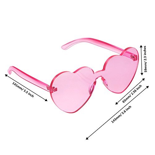 Maxdot Heart Shape Sunglasses Party Sunglasses (Transparent Pink) Maxdot Maxdot