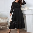 thumbnail image 1 of LSLJS Robe à Manches Longues en Dentelle Couleur Unie Printemps/été pour Femmes, Robe Grande Taille, 1 of 4