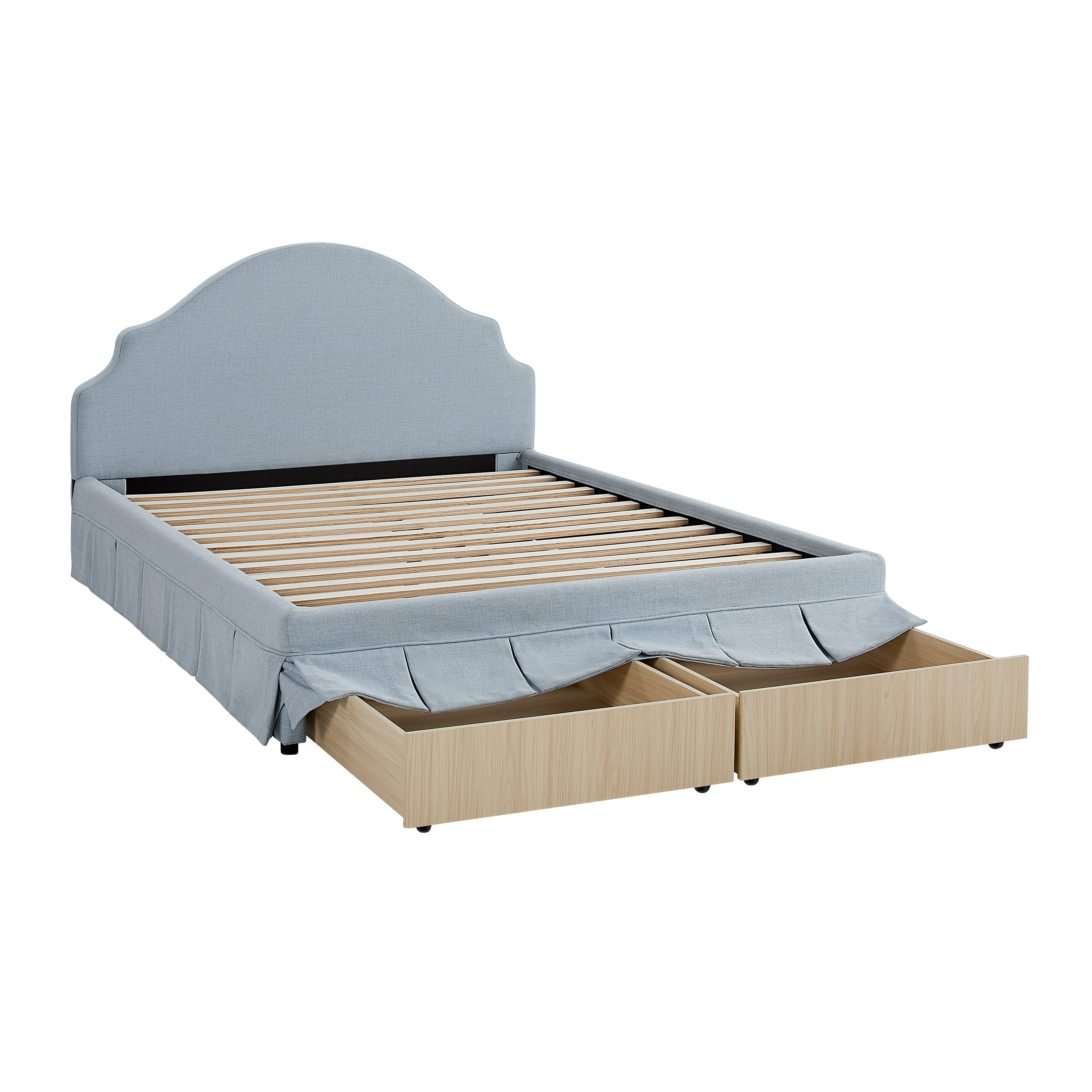 Studio Living Christine Upholstered Storage 39.8" Blue Bed Frame, Queen