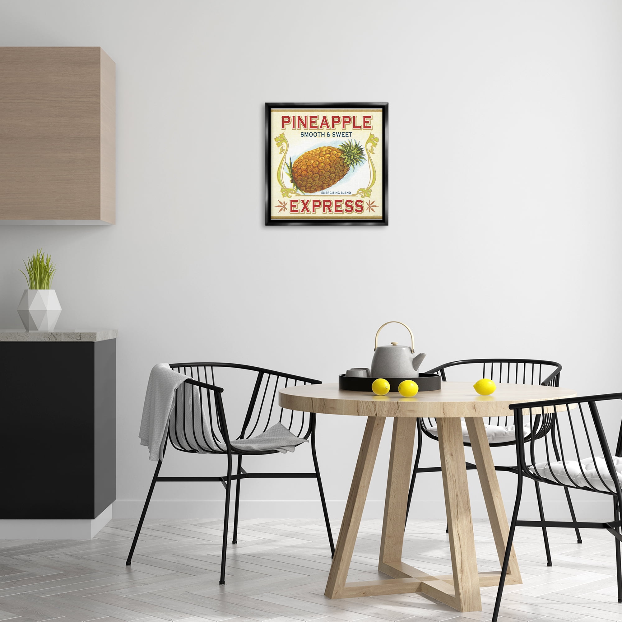 Stupell Industries Smooth & Sweet Pineapple Food & Beverage Painting Black Floater Framed Canvas Art Print Wall Art, 18 x 18