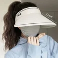 thumbnail image 4 of 1 Uds. Sombrero plegable de ala ancha de 12cm para el sol superior vacío para mujer verano al aire libre UPF50 + protección UV gorras de ciclismo sombreros de visera coreanos, 4 of 5
