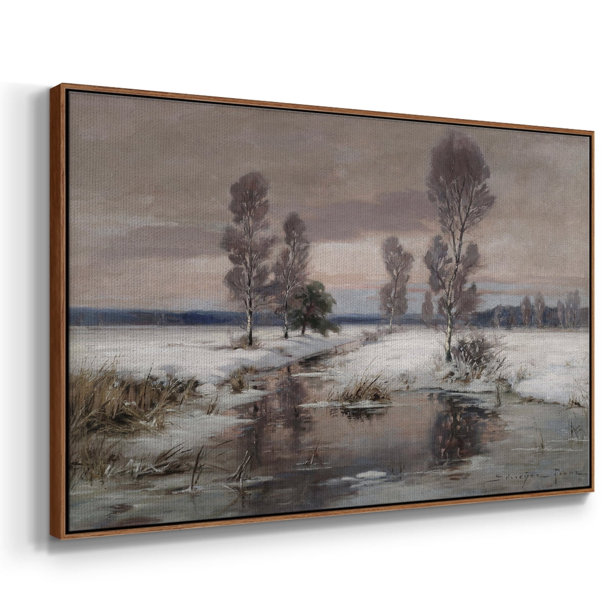 Vintage Landscape-CCCLXXVIII By Wexford Home Framed in Walnut Wood Gallery Wrapped Canvas 25 in. x 37 in.