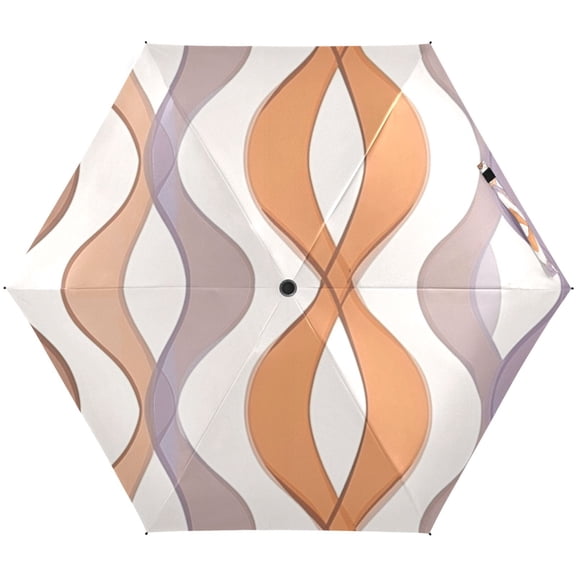 Wavy Line Pattern Umbrellas for Sun Auto Open Close UV50  Waterproof 5-Fold Compact Fiberglass Frame