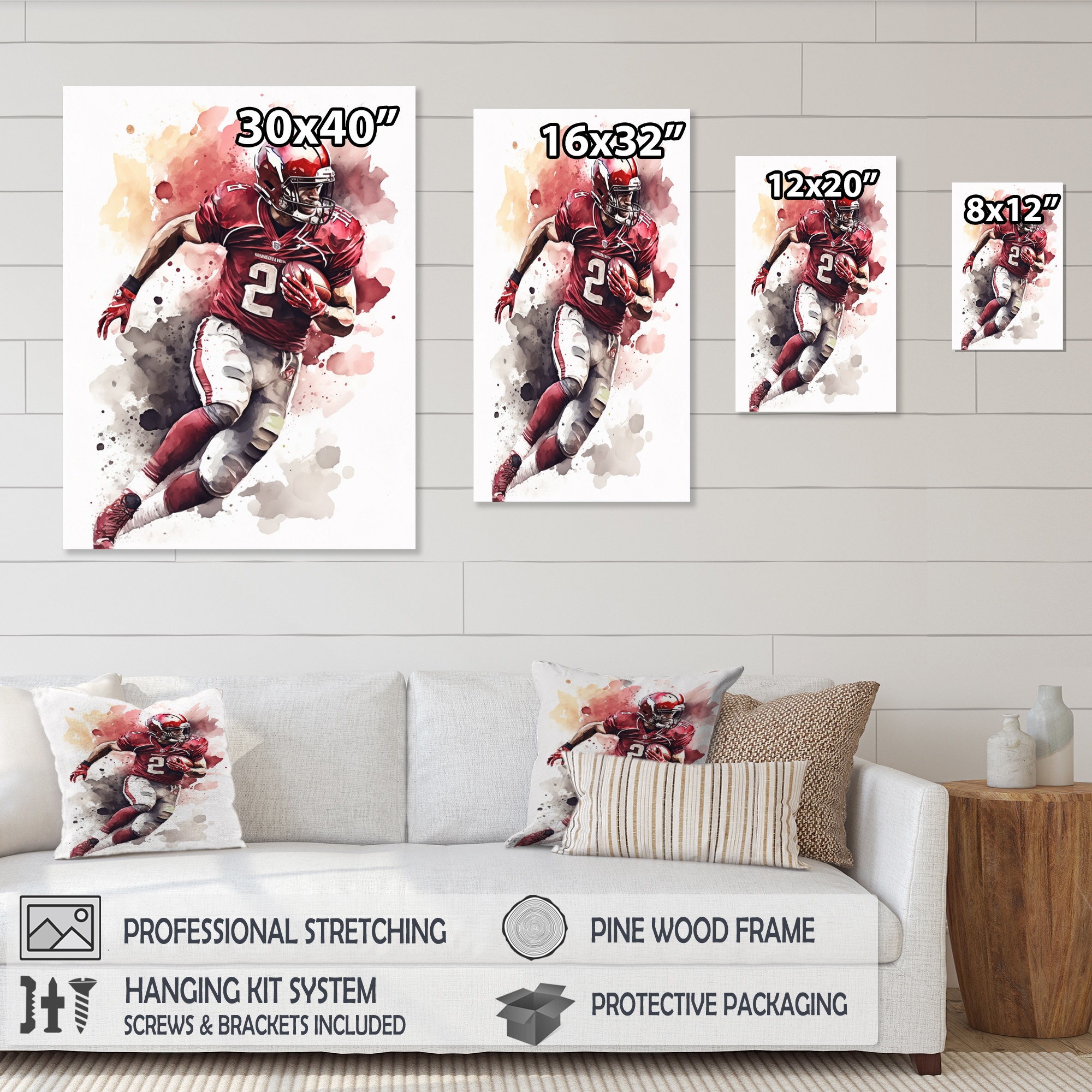 Designart Football Player On Field III Canvas Wall Art